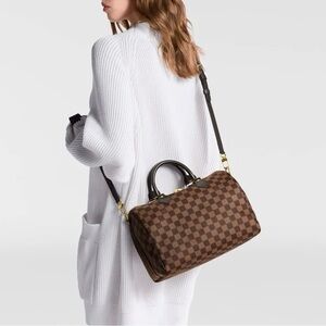 Elegant Brown Checkered Handbag